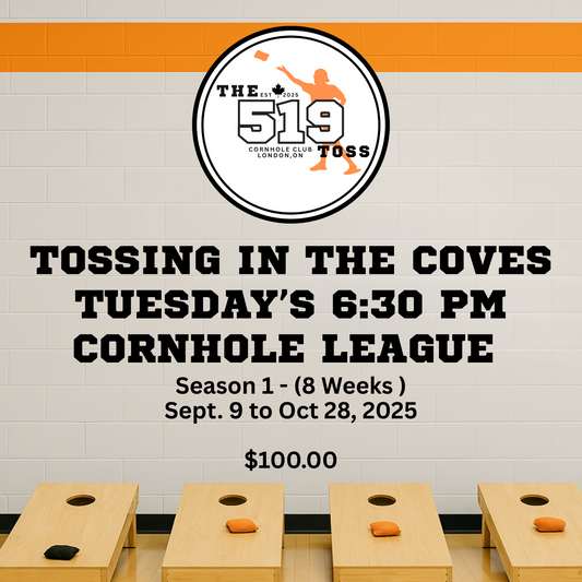Season One (1) - Sept 9 2025 to Oct 28, 2025 Tossing in the Coves Tuesday Nights Cornhole League