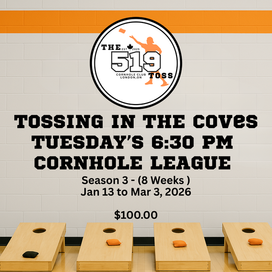 Season Three (3) - Jan 13, 2026 to Mar 3, 2026 -  Tossing in the Coves Tuesday Nights Cornhole League